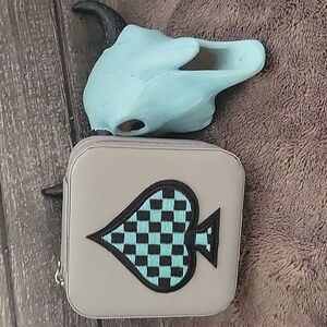 Checkered Spade Gray Travel Jewelry Box Western Boho Gift